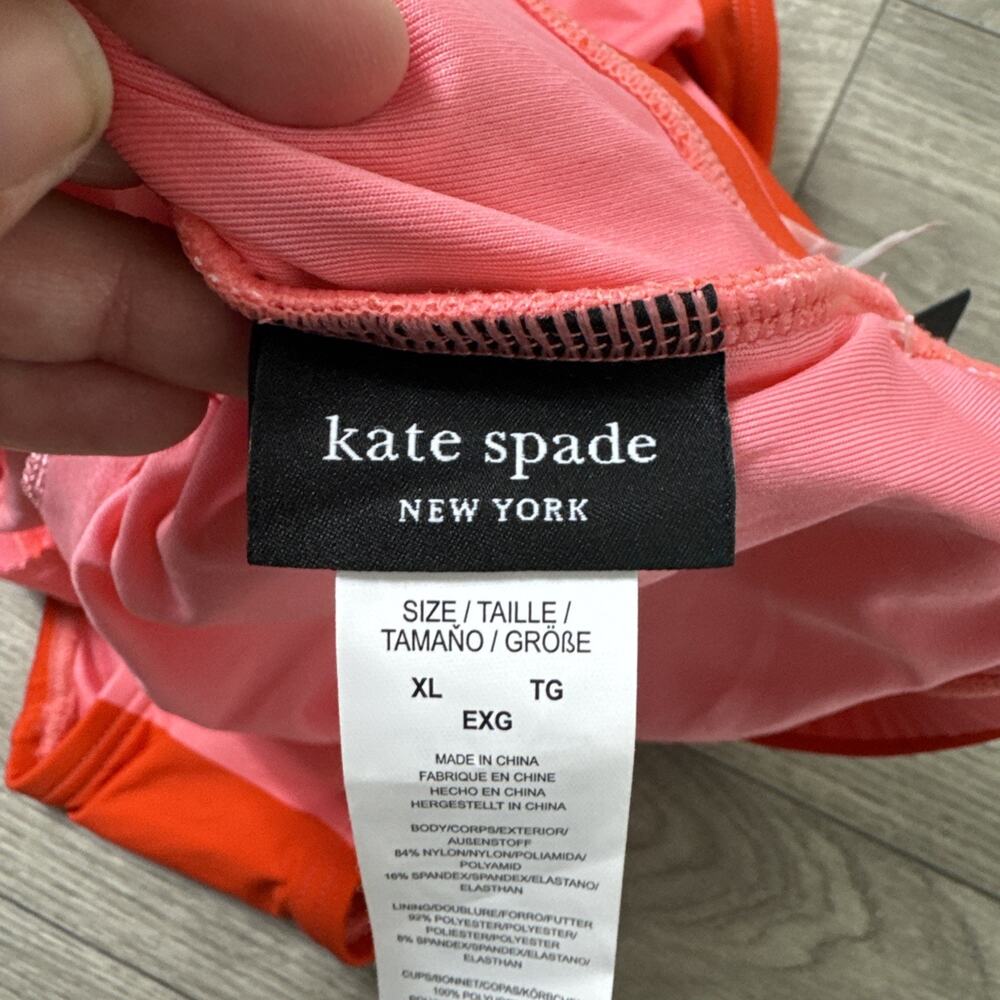 Kate Spade Bandeau One Piece Swimsuit Strapless Fresh Tomato Stripe sz XL - Picture 4 of 5